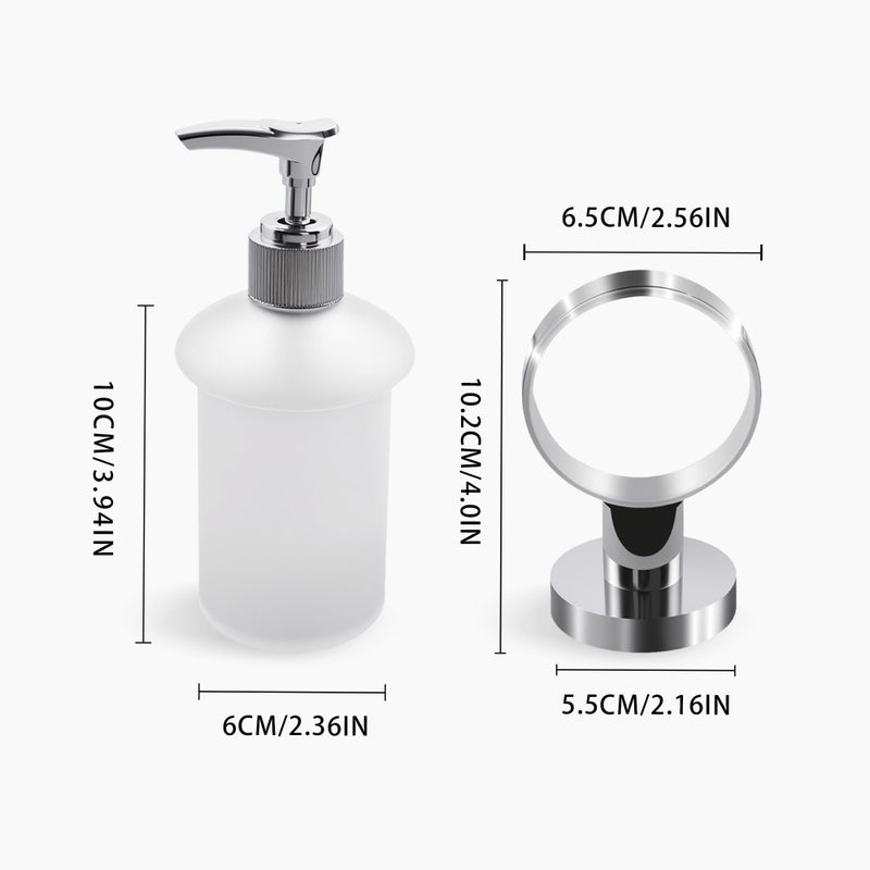 OlBuWa Bathroom Glass Soap Dispenser with Chrome Holder Wall Mounted - Image 3